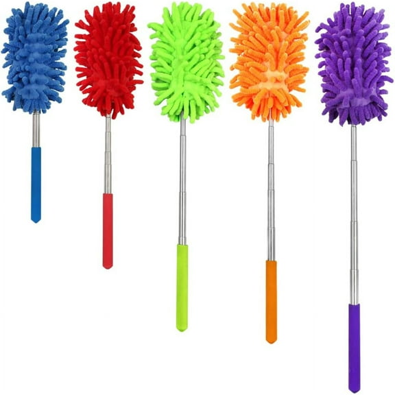 5Pcs Microfiber Extendable Dusters for Cleaning, Aifuda Removable Washable Hand-held Duster for Cleaning Offices, Furniture, Cars, Air Conditioners and Ceiling Fans