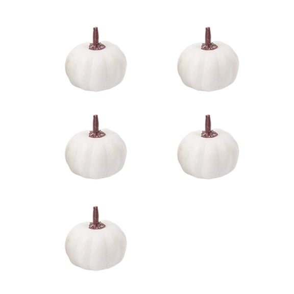 5Pcs Mini Artificial Pumpkins Ornaments 3 Sizes White/Orange Foam Plastic Small Pumpkins Fall Thanksgiving Halloween Table Decor