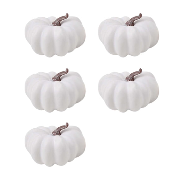 5Pcs Mini Artificial Pumpkins Ornaments 3 Sizes White/Orange Foam Plastic Small Pumpkins Fall Thanksgiving Halloween Table Decor