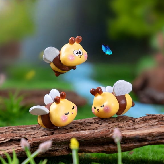 5Pcs Mini Bee Figurines, Cute Garden Decor Statue, DIY Miniature Ornament for Flower Pots/Bonsaiers/Bonsai, Artificial Insect Decor, Small Statue for Outdoor Garden, Micro Landscape DIY Accessory, A