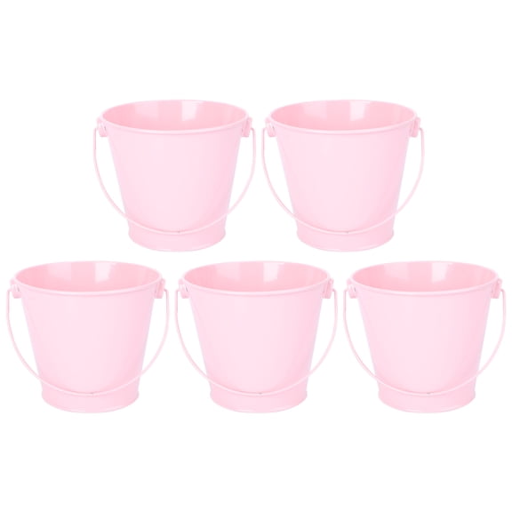 5Pcs Mini Iron Bucket for Flowers Pink Tinplate Home Decoration Pot
