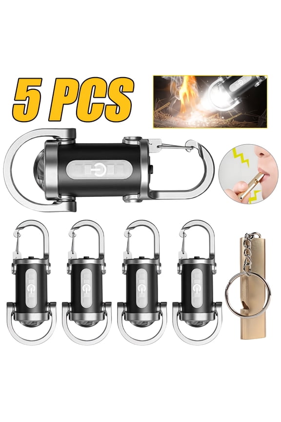 5Pcs Mini Keychain Flashlight, 1200LM Ultra Bright Rechargeable LED Keyring Light, Portable EDC Flashlight for Camping, Hiking, Emergency, Home  Outdoor Use