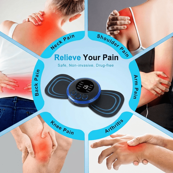 Ginpey Pro Electric Pulse Rechargeable Portable Muscle Massager Stick w/ 5 Packs Pad, 5 Piece