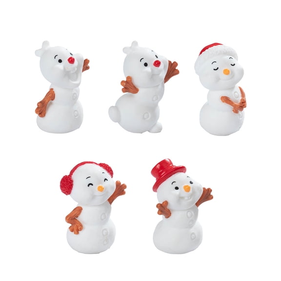 5Pcs Miniature Snowman Statue Weather Resistant Resin Snowman Figurine For Mantels Tabletop Christmas Tree Display