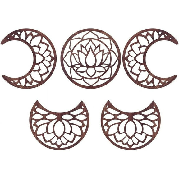 5Pcs Moon Phase Wall Decor Wood Moon Phase Wall Art Decor