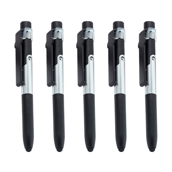 5Pcs Multifunctional Ballpoint Pen, 4-IN-1 Writing Pen with Stylus Pen, Led Light, Foldable Phone Stand for Office Staff