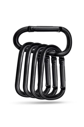 Aluminum Carabiner Clips, 7.8cm Heavy Duty D-Ring Keychain Hooks for Camping, Hiking, Outdoor, Key, Pet Leash, Backpack (Black) 5Pcs Multipurpose Carabiners with Spring-Loaded Gate