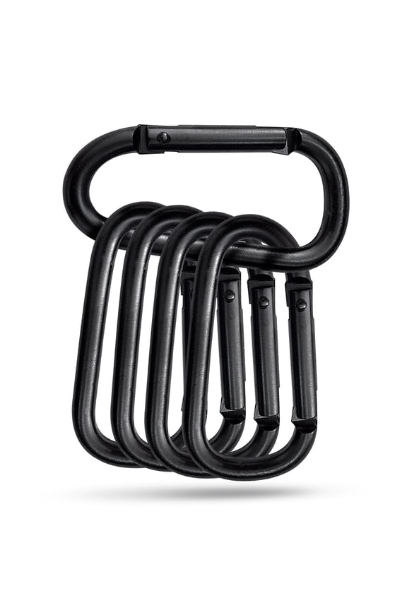 5Pcs Multipurpose Aluminum Carabiner Clips, Heavy Duty D-Ring Keychain Hooks for Camping, Hiking, Outdoor, Key, Pet Leash, Backpack (Black)