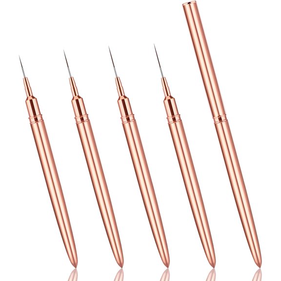 5Pcs Nail Art Liner Brushes Thin Nail Detail Brushes Painting Art Design Brush Nail Dotting Tool For Long Lines Thin Details Fine Drawing Nail Design 7/9/11/15/25mm (Black)