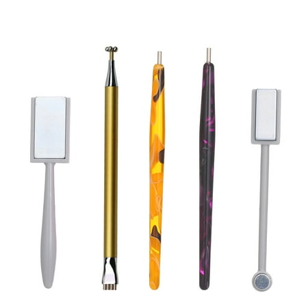 Romacci 5Pcs Nail Magnet Tool Set With Double Head Flower Design Nail Magnet Pens And Strong Magnet Stick For Cat Eye Gel Polish Nail Art