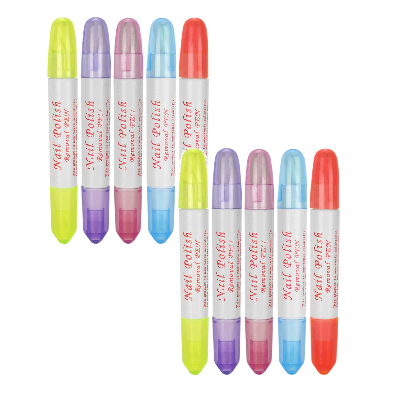 5Pcs Nail Polish Remover Pens Cotton Heads Corrector DIY French