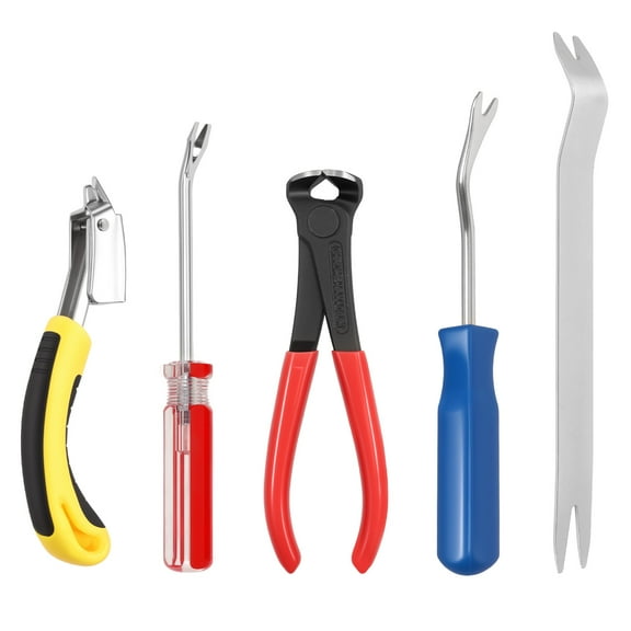 5Pcs Nail Puller and Staple Remover Tool Set Ergonomic Upholstery and Construction Tack Puller Nail Remover Tool for Floor Wall Furniture
