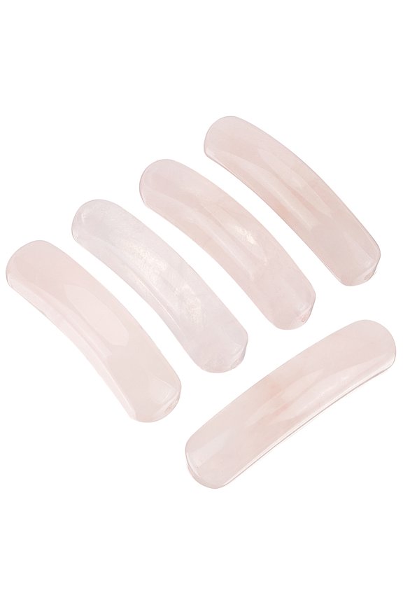 5Pcs Natural Curved Rose Quartz Stone Beads 1.45x0.35Inch Tube Loose Gemstone Beads for DIY Bracelet Necklace Jewelry Making Hole: 1.4mm