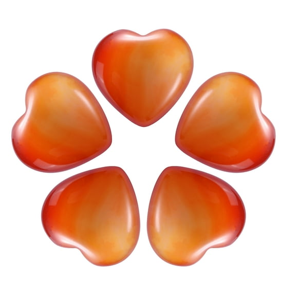 5Pcs Natural Heart Stone Quartz, Love Heart Worry Stones for Balancing Worry Bulk Red Agate