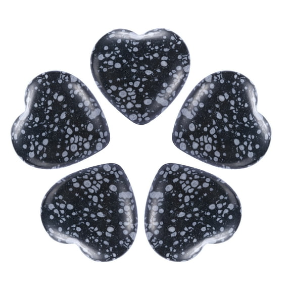 5Pcs Natural Heart Stone Quartz, Love Heart Worry Stones for Balancing Worry Bulk Snow