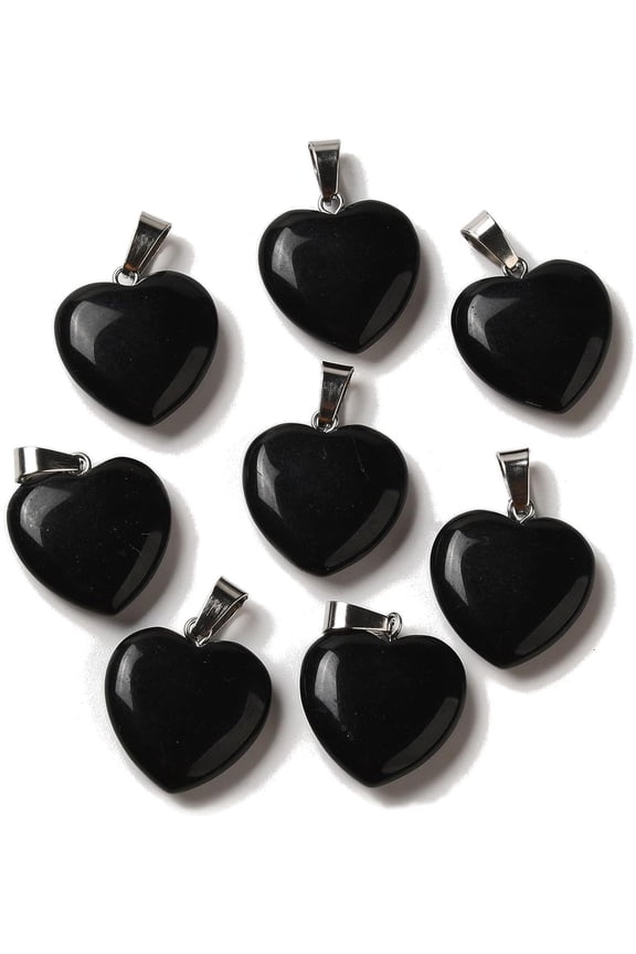 5Pcs Natural Obsidian Pendants Pendant Necklace with Platinum Tone Brass Findings Natural Stone Charms for Necklace Bracelet Jewelry Making DIY Craft Making 20~22x20~21x5~8mm