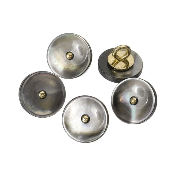 5Pcs Natural Shell Button, 11.5mm Bowl Shell Shank Buttons, Mixed Black/Gold