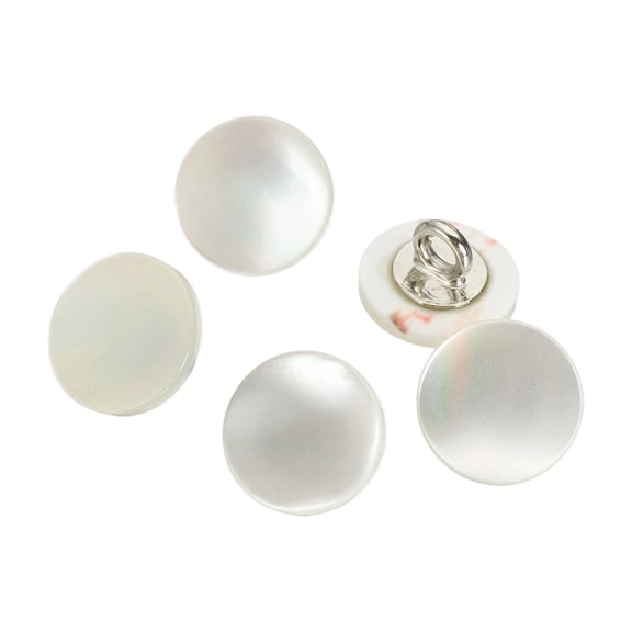 5Pcs Natural Shell Button, 11.5mm Shell Shank Buttons, Bright White/Silver
