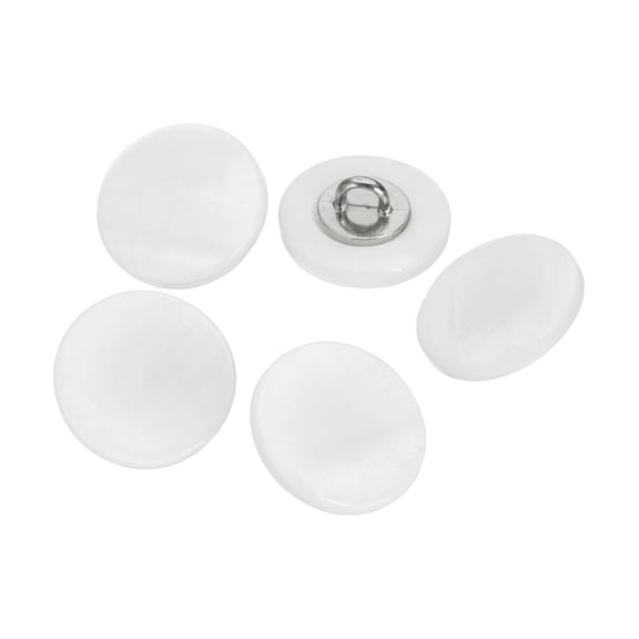 5Pcs Natural Shell Button, 15mm Shell Shank Buttons, White/Silver