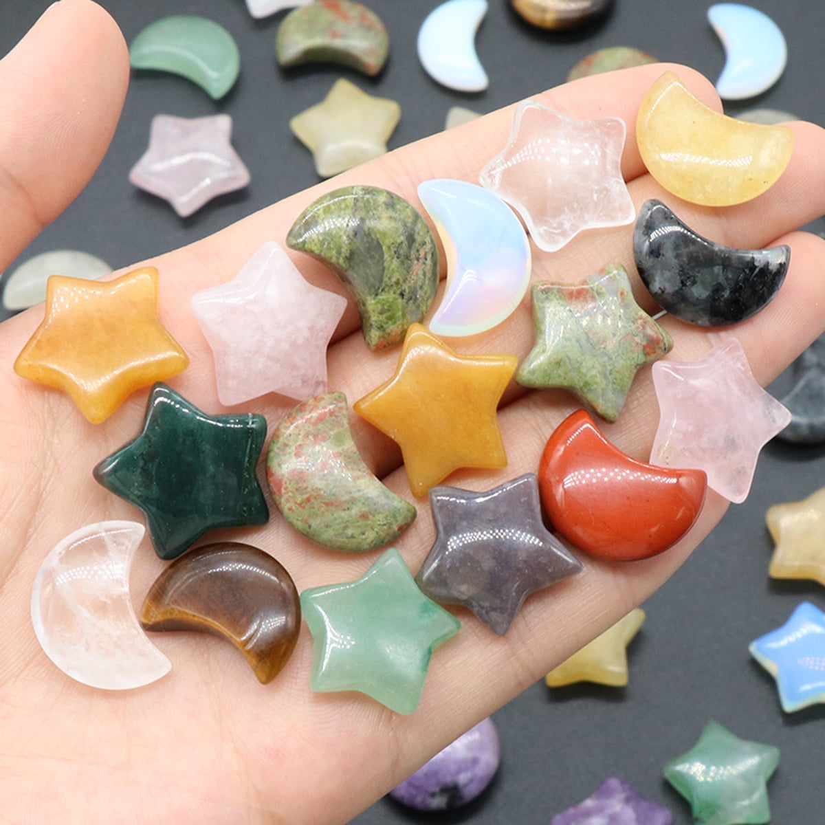 5Pcs Natural Stones Crystal Star Moon Sorcerer Mineral Quartz Home ...