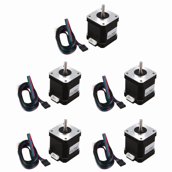 5Pcs Nema 17 Stepper Motor 48Mm Nema17 Motor 42Bygh 2A 4-Lead ( 17Hs8401 ) Motor 1M Cable for 3D Printer Cnc Motor,5 set x of Stepper Motor,Black