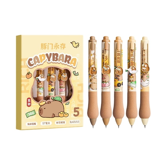 5Pcs Noise Free Retractable Gel Pen Fast Dry Ink Non Smudge Writing Pen Comfortable Handle For Students Professional