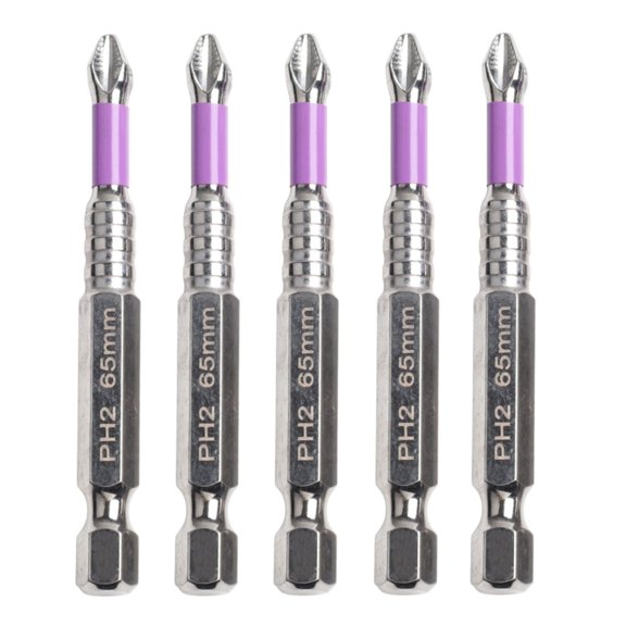 5Pcs Non-Slip Ph2 Magnetic Batch Head Cross Screwdriver Hardness Drill Bit 50
