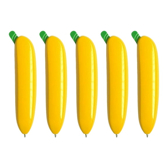 5Pcs Novelty Banana Pen Retractable Ballpoint Pen Christmas Stocking Fillers for Student Reward Birthday Party Supplies