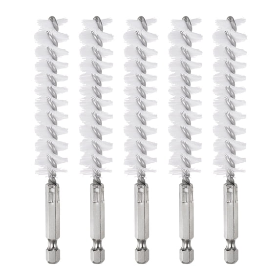 5Pcs Nylon Bore Brush 16mm Dia Cleaning Twisted Wire Brush Tube Pipe Cleaner with Handle 1/4 Inch Hex Shank