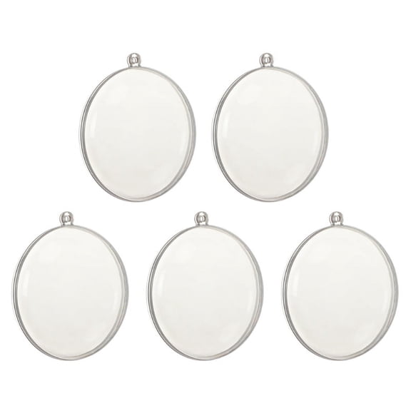 5Pcs Oblate Shape Clear Plastic Ornament DIY Christmas Fillable Hanging Ball