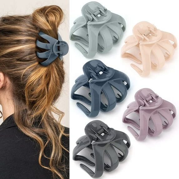 5Pcs Octopus Hair Clips Matte Hair Clips Octopus Hair Claw 3.15" Large Hair Claw Clips for Women Strong Grip Non-slip Jaw Clips for Thick and Medium Hair Big Claw Hair Clips Hair Accessories