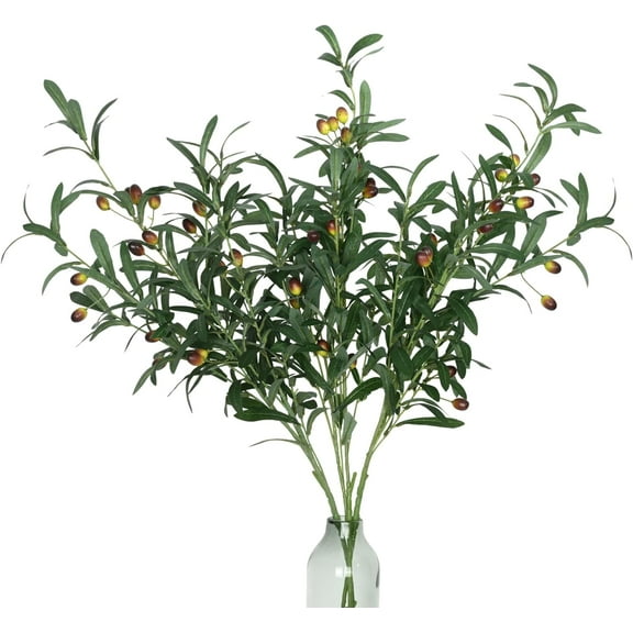 5Pcs Olive Branches for Vases, Faux Olive Tree Branches with Lifelike Olives, Artificial Greenery Stems for Vases Centerpieces Floral Arrangements Decor, 18 Inch