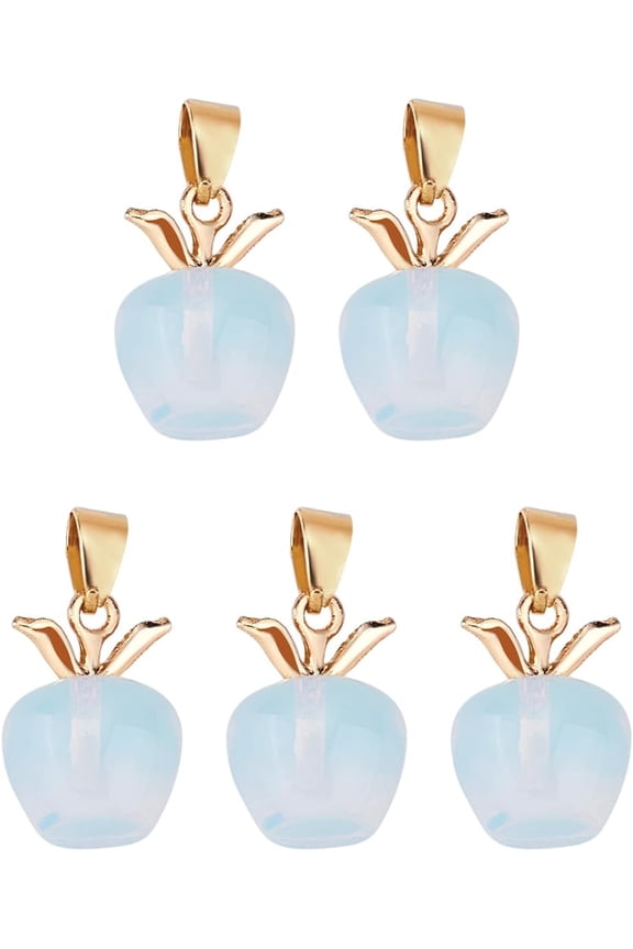 5Pcs Opalite Pendants 19.5x14x14mm Gemstone Pendants Natural Stone Agate Pendants with Golden Tone Alloy Clasp and 4.5x2.5mm Hole