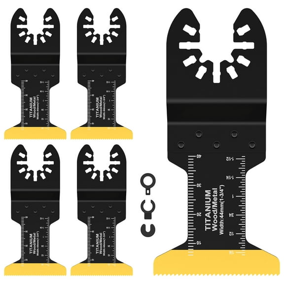 5Pcs Oscillating Saw Blade Set Titanium Bimetal Oscillating Multitool Blade Universal Wood and Metal Cutting Oscillating Tool Blade Multifunctional Screw Cutting Multitool Blade