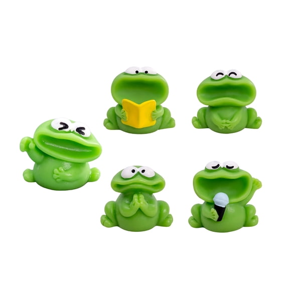 5Pcs Outdoor Garden Resins Figures Cute Big Mouthed Frog Statue Figurines Miniature Decorations for Landscape Pond Pool