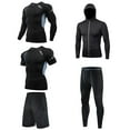 thumbnail image 1 of 5Pcs Outfit Set for Men's Compression Pants Shirt Top Long Sleeve Jacket Athletic Sets Gym Clothing Male Workout, 1 of 2