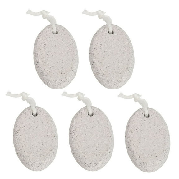 5Pcs Oval Pumice Stone , Natural Volcanic Rock Foot Scrubber Exfoliating Pedicure Tool,Natural Stone Foot Rasp Pumice, for Feet Foot Dead Skin Remover Lanyard Easy to Store
