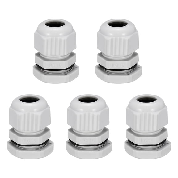 5Pcs PG16 Cable Gland Waterproof Joint Adjustable White for 10mm-13mm Dia Wire