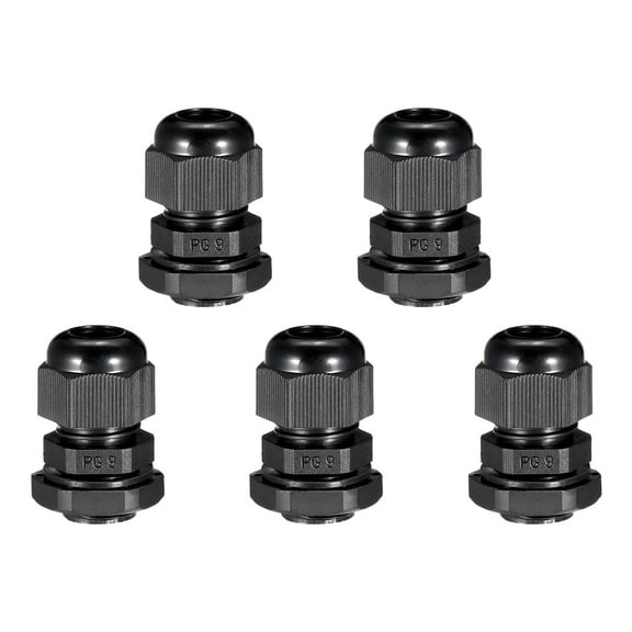 5Pcs PG9 Cable Gland Waterproof Joint Adjustable Black for 2mm-6mm Dia Wire