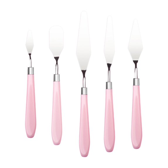 5Pcs Palette Paint Metal Pallet for Canvas Cake Decorating Pink