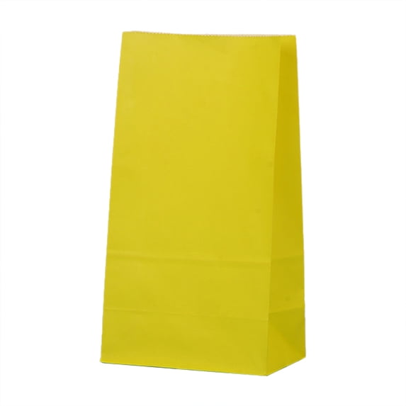 5Pcs Paper Bags,Paper Lunch Bags,Disposable Lunch Sacks, Paper Treat Gift Bags,Stand Up Pouches,Reusable Small Size Blank Bag for Snack,Grocery Food,Christmas Party Gift Bags,(Yellow,7.09 in)