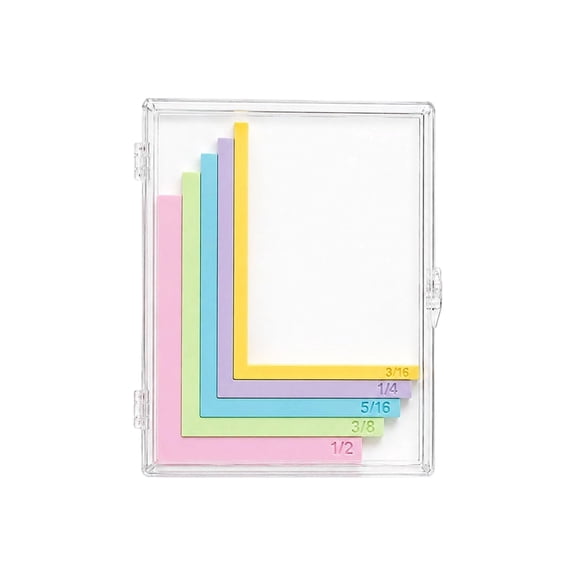 5Pcs Paper Crafting Alignment Guides with Storage Case, Color-Coded L-Shaped Ruler Tools with Size Tabs, Precision Layering & Matting Spacers for Card Making and Scrapbooking, YMMB