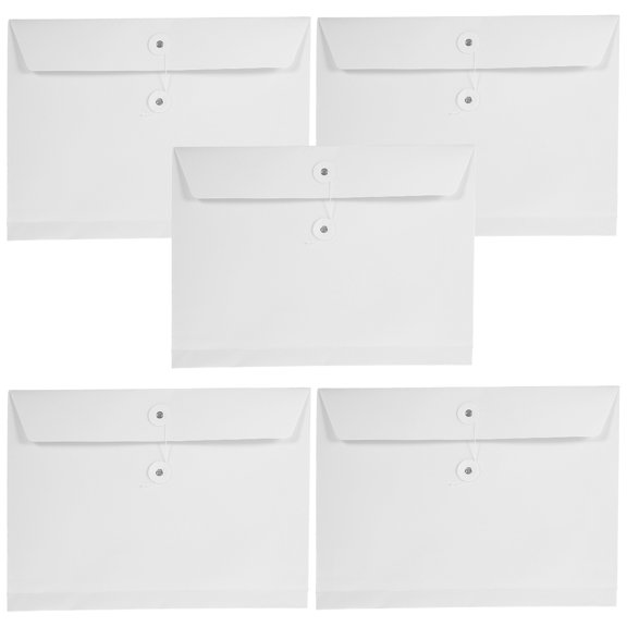 LOLIPPYY 5Pcs Thick White Document Folders with ng Button for Office and School Use