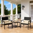 thumbnail image 1 of Outdoor Leisure Wicker Furnishing Pack Equipped with Clear Glass Table for Courtyard, Balcony and Entry Porch, Gray, 1 of 9