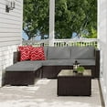 5Pcs Patio Conversation Set, Outdoor Rattan Sectional Sofa, Grey