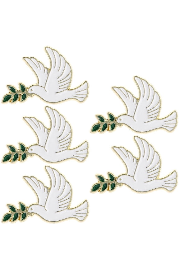 5Pcs Peace Dove Olive Enamel Pin Set, Animal Lapel Badges, 0.79x1.18inch