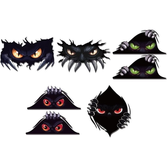 5Pcs Peeking Monster Funny Car Sticker Funny Peeking Monster Scary Eyes ...