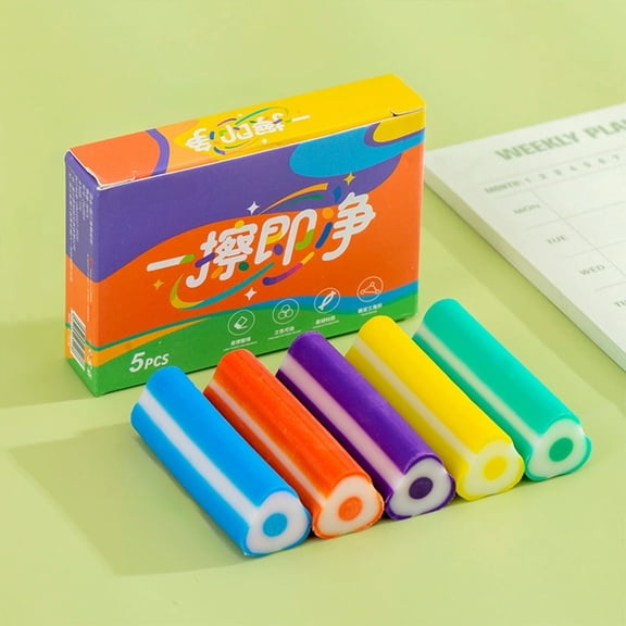 5Pcs Pencil Erasers, Triangular Sandwich Eraser Set, Clean Erasing, TPE Material, for Students, Stationery Gift