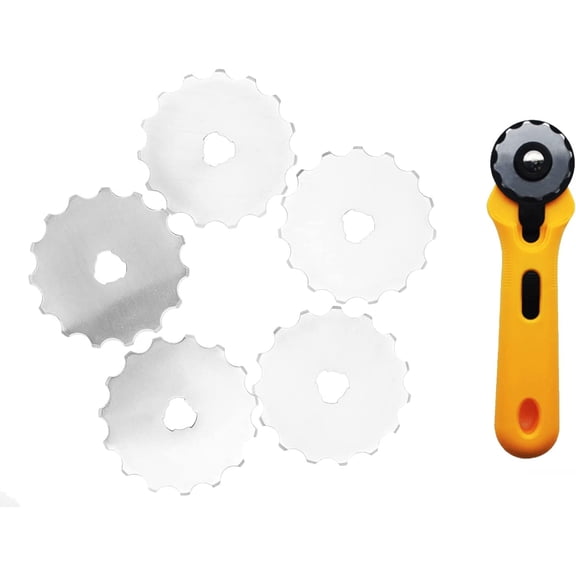 5Pcs Perforating Replacement Blades, Crochet Skip Blades Rotary Cutter Accessories for Projects Fleece and Scrapbooking (45mm)