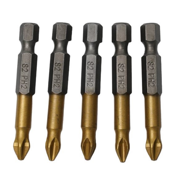 5Pcs Ph2 50Mm Electric Screwdriver Bit 1/4In Hex Shank Non-Slip Magnetic Batch Head Electricians Hand Tool Fangkenuo